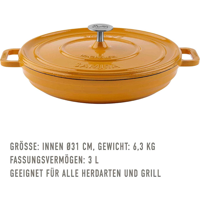 Чавунна каструля Sally's 'Samira Deluxe - міцна та високоякісна перлина для ідеального приготування їжі - об'ємом 2,2 літра, для в