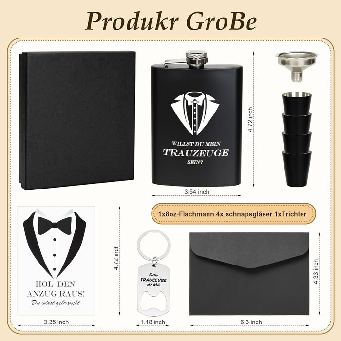 Подарунковий набір з гравірованої фляжки з нержавіючої сталі об&39ємом 8 унцій для боярина та подружки нареченої, чорна подарункова коробка з 4 чашками та лійкою, персоналізований весільний подарунок для чоловіків та жінок, ЧОРНИЙ