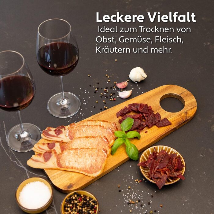 Дегідратор Vita5 з 6 дегідраторами з нержавіючої сталі - Дегідратор 0,7 м Дегідратор з регулятором температури (35-75 C) - сушіння фруктів, овочів, м'яса - 650 Вт 24 години Таймер Світлодіодний дисплей - Дегідратор їжі 6 рівнів срібла