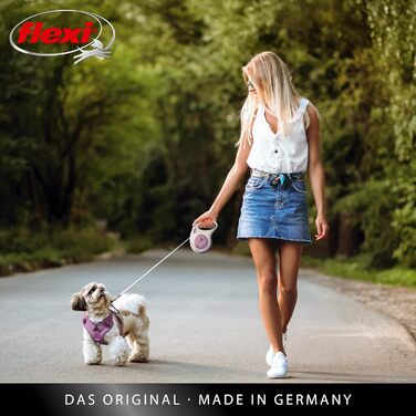 Рулетка-строп для собак до 25 кг, сіро-ліловий, регульована довжина 0-7 м