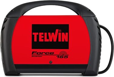 Інверторний зварювальний апарат Telwin Force 165 для MMA (електродного зварювання) у кейсі з аксесуарами, 230В, червоний