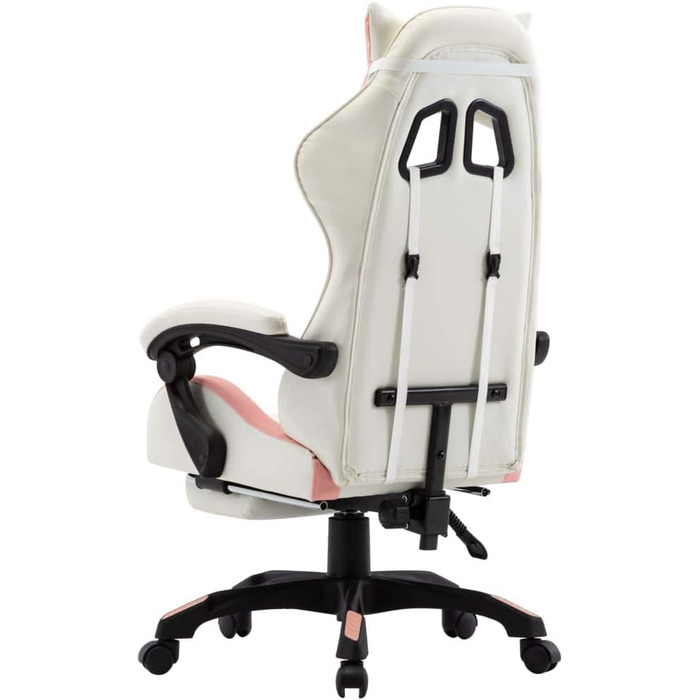 Ігрове крісло з підставкою для ніг, рожево-біла штучна шкіра, офісне крісло, крісло для відпочинку, письмове крісло для вітальні, офісу, спальні