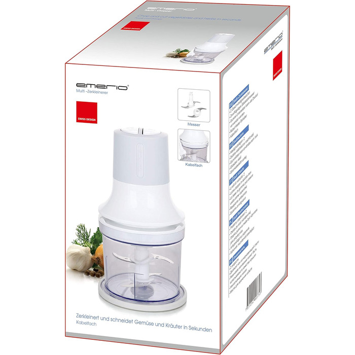 Універсальний подрібнювач з об'ємом контейнера 500 мл, потужністю 260 Вт, електричний мультиподрібнювач з 4 лезами з нержавіючої сталі для подрібнення, наприклад, м'яса, цибулі, фруктів, овочів