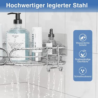 Душова полиця без свердління Душова полиця Кутова полиця Кутова полиця для ванної кімнати 2-Pack Організатор для ванної кімнати По