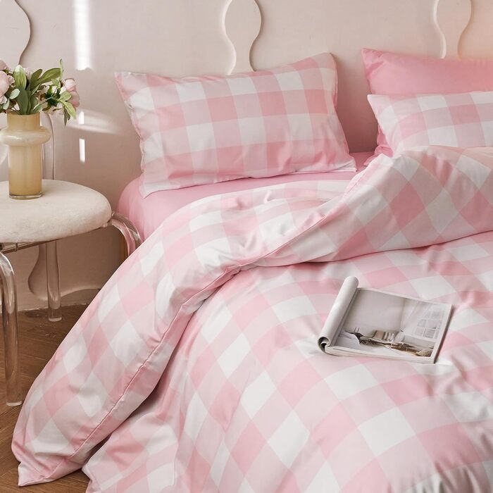 Комплект постільної білизни Wake In Cloud - Gingham, в клітинку, буйволяча клітинка, коттеджкор, милий, геометричний, м'який, легк