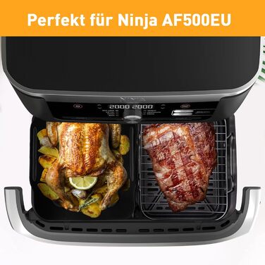 Набір аксесуарів для фритюрниці з силіконовою формою Gtkei з 8 предметів для Ninja Foodi AF500EU Flexdrawer 10.4 л, без бісфенолу А Аксесуари для фритюрниці Ninja AF500EU, стійки та інструменти з нержавіючої сталі 18/8