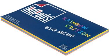 Електростатичні самоклеючі картки для модерації стікерів, Rainbow Edition Big Memo 170 x 100 мм, 200 аркушів, різні кольори Змішані статичні стікери, поодинокі