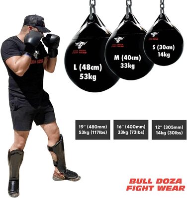 Боксерський мішок Bull Doza Fight Wear Water - Міцний - Водонепроникний - Три розміри M (40 см) 33 кг