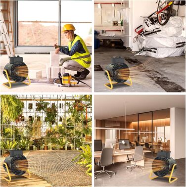 Промисловий вентилятор-обігрівач SIAL 9000 Вт, 400 В - Електричний обігрівач - Радіаційний обігрівач, Будівельний обігрівач - Вентиляторний обігрівач для гаражів, майстерень, будівельних майданчиків - D9 - Чорний 9 кВт Чорний