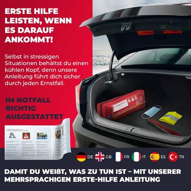Автомобільна аптечка з попереджувальним трикутником та захисним жилетом до 2029 року відповідає вимогам ЄС згідно з DIN 131642022