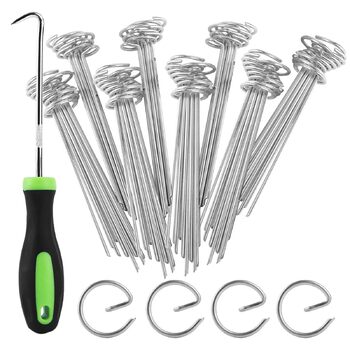 Садових кілочків з гачками для щіток, 15,2 см, 9 калібру, оцинковані садові кілочки, міцні ґрунтові кілочки для бар&39єру від бур&39янів, тканини для трави, рослинного покриву та садівництва на відкритому повітрі, 150