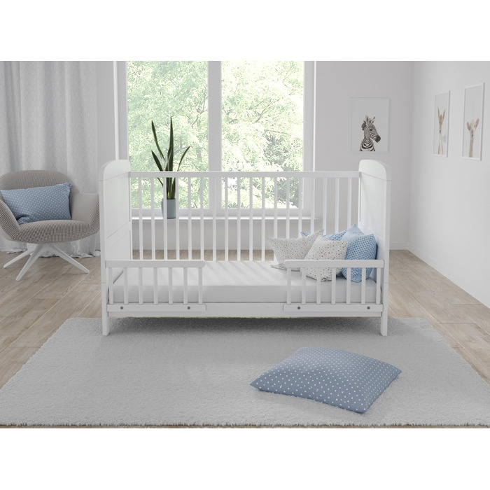 Дитяче ліжечко/спальне місце Love For Sleep 70x140 см з захисним бар&39єром, що трансформується, біле, Maddox, дитяче ліжко, дерев&39яне - Дитяче ліжко, Ліжечко-трансформер