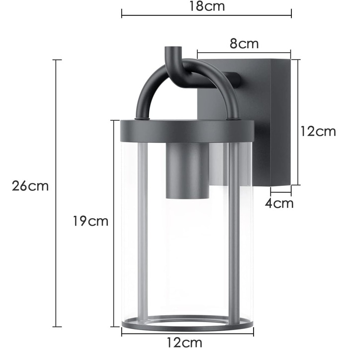 Вуличний настінний світильник Klighten Vintage, Настінний світильник Outdoor Industrial, Антрацитовий зовнішній світильник Промисл