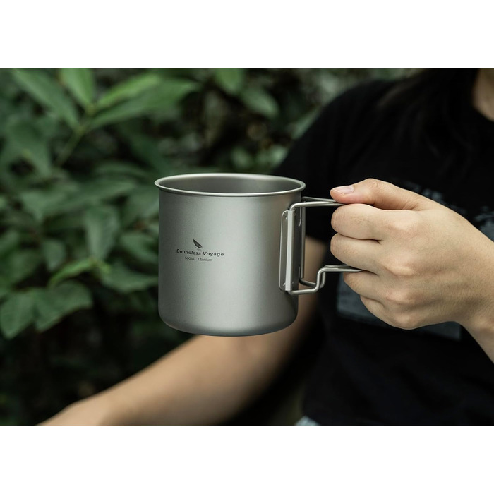 Титанова одношарова чашка для чаю та кави Boundless Voyage, портативний посуд для напоїв на відкритому повітрі, 220 мл, 350 мл, 500 мл (Ti3059D-500ml)
