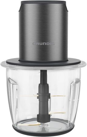 Професійний мультишредер Grundig Delisia Novus CH 7140, 500 Вт, 4 леза з нержавіючої сталі з цирконієвим покриттям, скляний контейнер 1 л, 2 ступені, протиковзка підкладка, темний Inox/Black