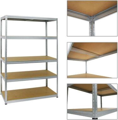 Комплект із 2 надміцних стелажів Big Elephant 180x120x60см з 5 полицями, вантажопідйомність полиць 250 кг, оцинкований, 2 шт. 180x120x60см, оцинкований