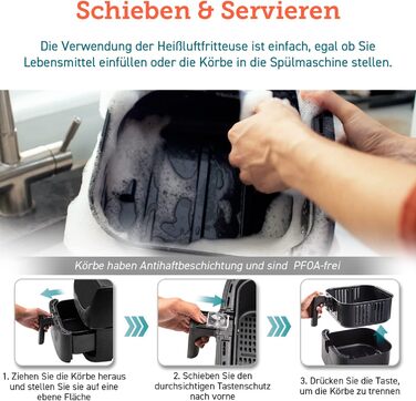 Фритюрниця та мультиварка COSORI 3,5 л, 13 програм, 1500 Вт, фритюрниця XL для 1-3 осіб, буклет з 100 німецькими рецептами, цифров