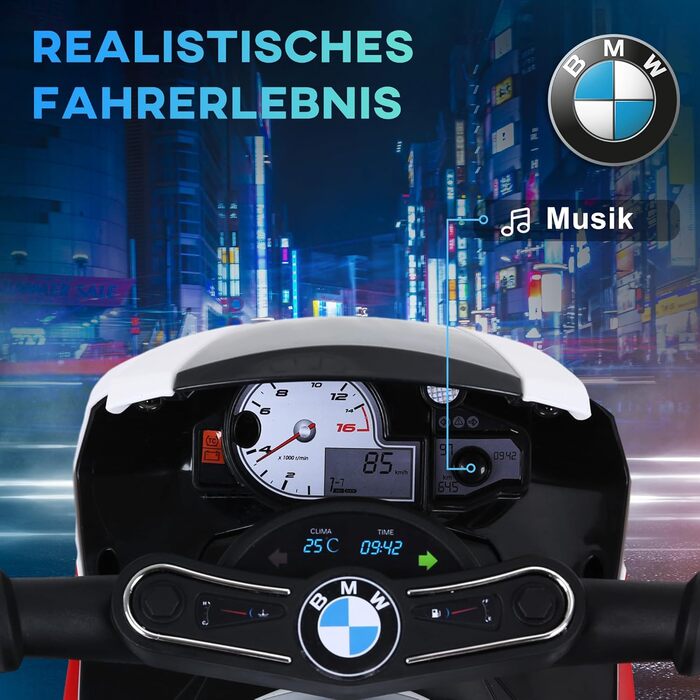 Електричний дитячий мотоцикл Дитячий транспортний засіб Електричний триколісний велосипед з акумулятором Червоний ПП сталь 66 x 37