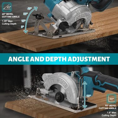 Акумуляторна циркулярна пила на літієвому акумуляторі Makita 18В, безщіткова міні-циркулярка з 2 пильними дисками, міні-циркулярка