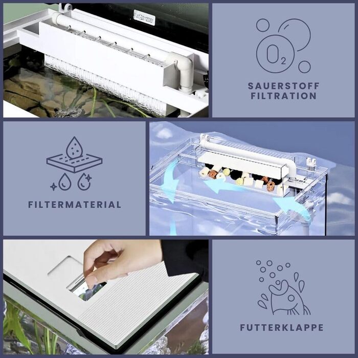 Акваріум AquaOne Nano LED HNE-380, 26 л, прозорий, комплект з фільтром і підсвіткою