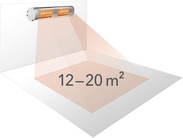 Інфрачервоний обігрівач TROTEC IR 3050 3000 Вт, 3 режими нагріву з дистанційним керуванням, технологія низького рівня відблисків, водонепроникний IP65, безшумний, ідеально підходить для патіо та ресторанів, 3000 Вт, сріблястий