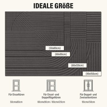 Килимок для вловлювання бруду FEOMOS для приміщень/зовнішнього використання 50x80 см, нековзний абсорбуючий килимок для дверей, який можна прати та міцний, для вхідних дверей, коридору, балкону, кухні - сірий