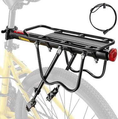 Багажник для гірського велосипеда West Biking - Стабільний багажник для велосипеда Міцний багажник для гірського велосипеда Алюмінієвий багажник для велосипеда, легкий монтаж Задній багажник для велосипеда Максимальне навантаження 50 кг Чорний