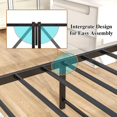 Ліжковий каркас HOJINLINERO Дерев'яне металеве ліжко 90x200 Металевий каркас ліжка з решітчастою рамою, металеве ліжко Vintage Bro