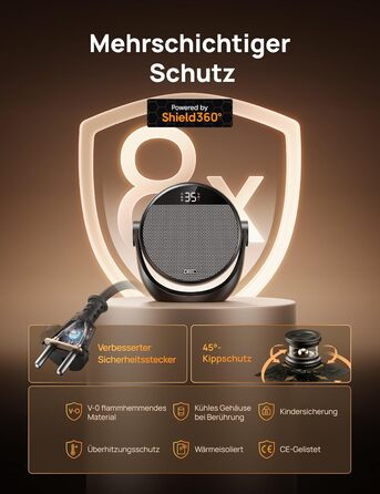 Енергозберігаючий маленький, тихий портативний вентилятор-обігрівач Dreo потужністю 1500 Вт з пультом дистанційного керування, термостатом, можливістю нахилу на 60, 8 функціями безпеки, керамічним нагрівальним елементом PTC, 12-годинним таймером, 3 режима