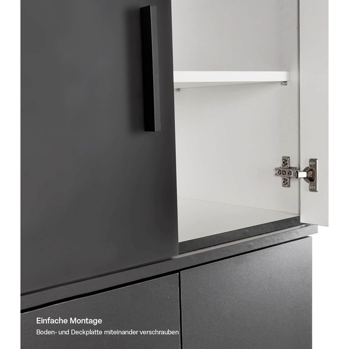 Верхня частина шафи mokebo The Tower, багатофункціональна верхня частина шафи, чорна, для додаткового місця для зберігання та висоти, можна комбінувати з нашими багатофункціональними шафами, антрацитово-чорна, 60 см