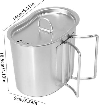 Кемпінгова кружка зі складною ручкою, 700 мл, кружка з нержавіючої сталі з кришкою, для активного відпочинку, кемпінгу, походів та пікніків