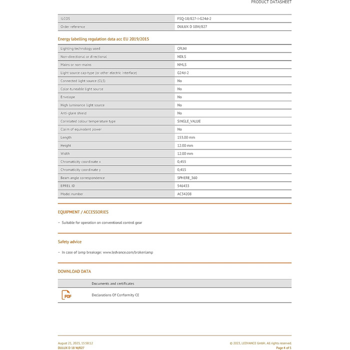 Енергозберігаючі лампи Osram DULUX D - цоколь G24d-2, 18 Вт