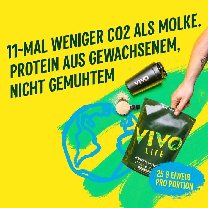 Протеїновий коктейль з гороху та конопель Vivo Life Perform Raw Vegan, какао, 988 г