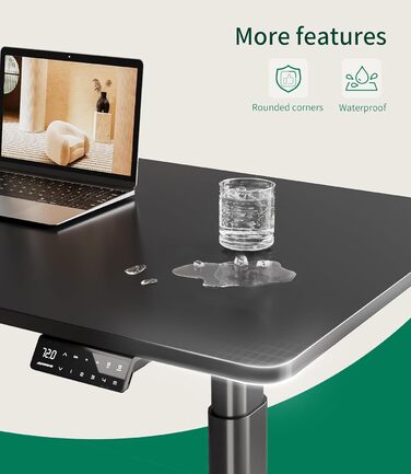 Стільниця MAIDeSITe 160x80 см, товщина 25 мм - Стабільна офісна стільниця своїми руками ідеально підходить для столів з регульованою висотою, чорного кольору, 160 x 80 см