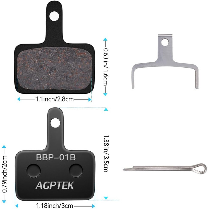 Гальмівні колодки AGPTEK 4 шт. для велосипеда, дискові гальмівні колодки, високопродуктивні гальмівні колодки, дискові гальмівні колодки та пружина (смола) для гірських велосипедів, дискові гальма, велосипедні колодки, гальмівні колодки (4 шт.), чорні