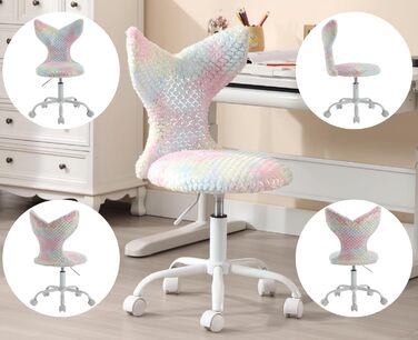 Дитяче крісло Chairus зі штучного хутра для дитячої кімнати, регульоване по висоті дитяче крісло без підлокітників, обертове крісло для дітей (кольорове)