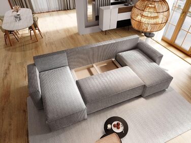 Кутовий диван Masseno ASPRA з функцією сну, U-подібний, диван з відділенням для зберігання речей, диван для вітальні, кушетка, диван-ліжко, комплект диванів - бежевий, POSO 02