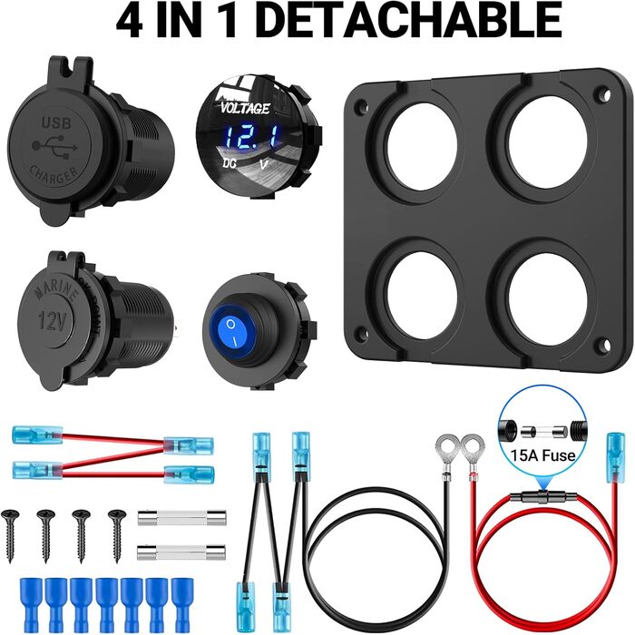 Панель перемикача розетки PD USB Автомобільна розетка для встановлення розетки DC 12 вольт водонепроникний адаптер штепсельної вил