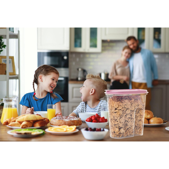Контейнери для зберігання SUSTANIA, набір з 4 шт. , різні розміри, 5 л, прозорі з кришками на петлях, диспенсери для пластівців, пластик, ідеально підходять для пластівців, зроблено в Європі, 100 придатні для переробки