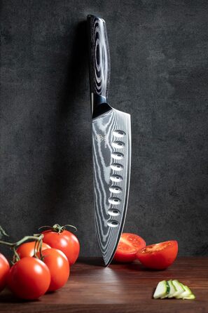 Ніж з дамаської сталі Wolfblood PRO Дамаський кухонний ніж XL (33 см) Професійний шеф-кухарський ніж з натуральної 67-шарової дама