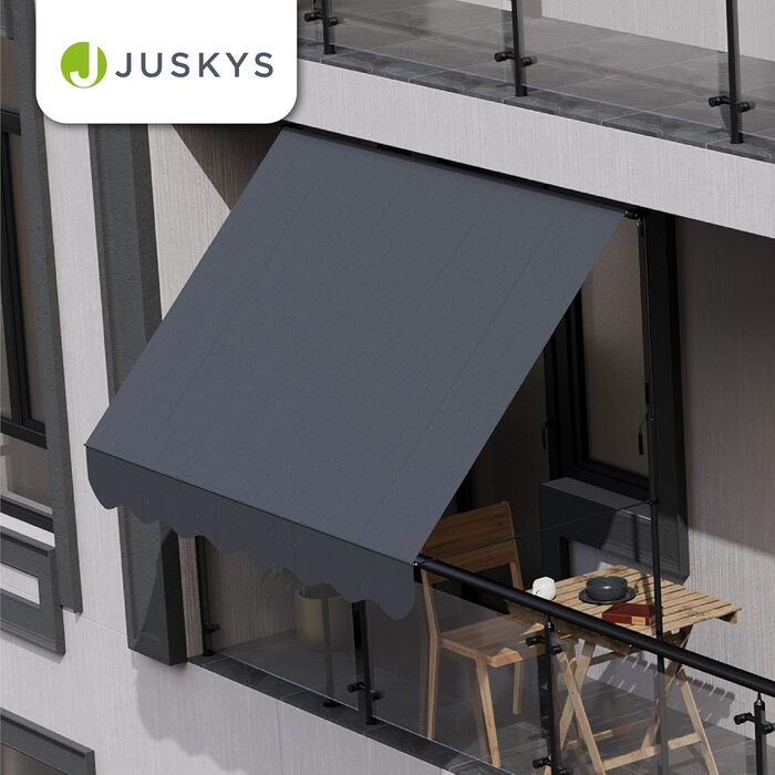 Тент Juskys із затискачем, Кейптаун, 300x120 см - Регульована висота та стійка до ультрафіолету - Для балконів та терас - Всепогодний ширмовий екран для забезпечення конфіденційності - Чохол для тераси, сірий, 300 x 120 см