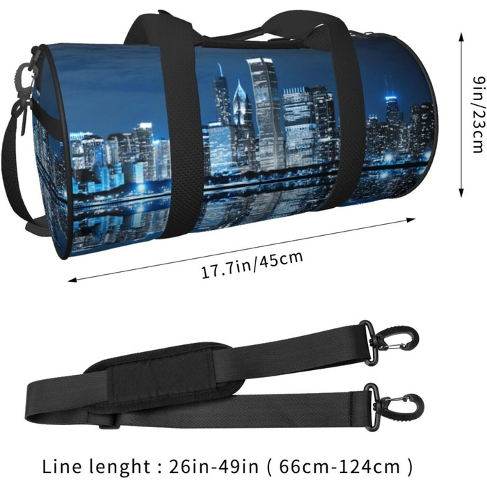 Спортивна сумка для подорожей, стильна міська сумка з нічним малюнком, сумка на нічліг, чорна, універсальний розмір