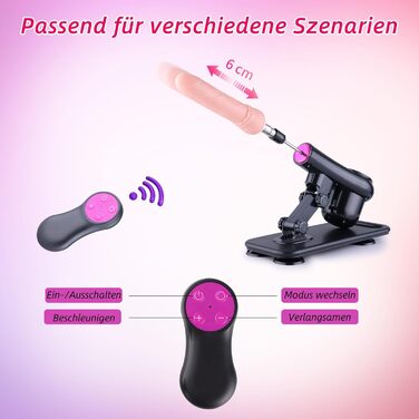 Секс-машина KlicLok з 7 насадками, з бездротовим пультом управління