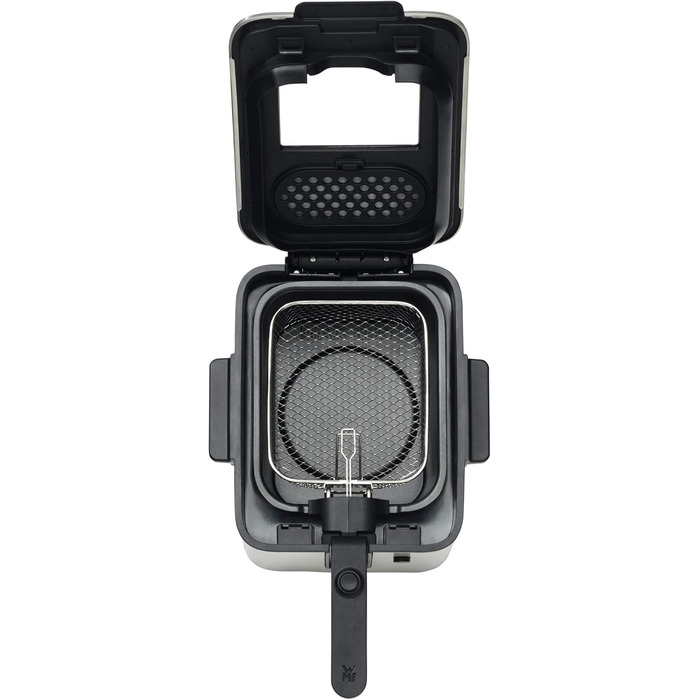 Міні-фритюрниця з жиром/олією, міні-фритюрниця з картоплерізкою, 1000 Вт, знімний контейнер для олії, для хрусткої картоплі фрі, матова нержавіюча сталь матова