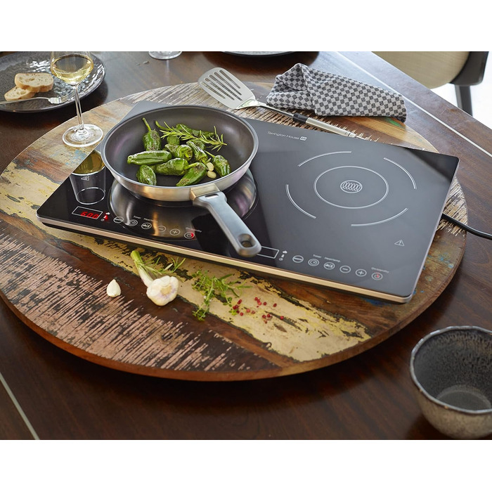 Подвійна індукційна варильна поверхня Tarrington House DIC3440ABS, з LED дисплеєм, 3400 Вт, 60 x 38 x 4.4 см, чорна