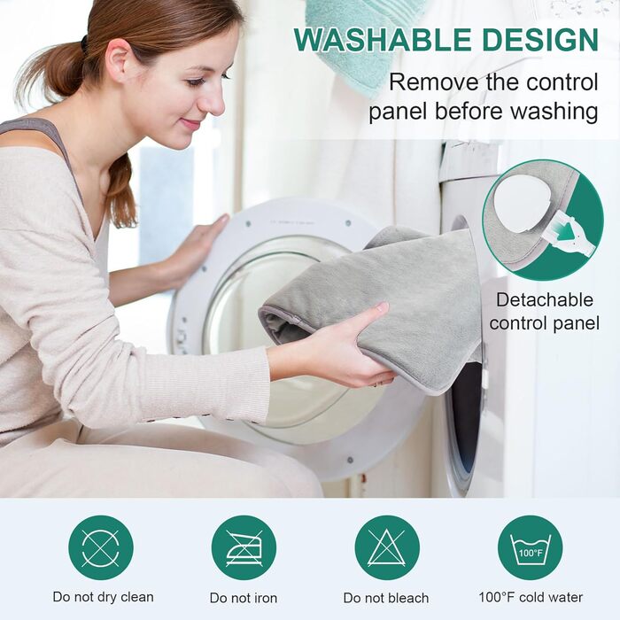 Електрична грілка для спини та плечей, 60 x 100 см, термообгортка зі швидким нагріванням, 6 температурних режимів з 4 таймерами, ковдра з підігрівом для спини з таймером автоматичного вимкнення, матеріал фланель, можна прати, 100 x 60 см