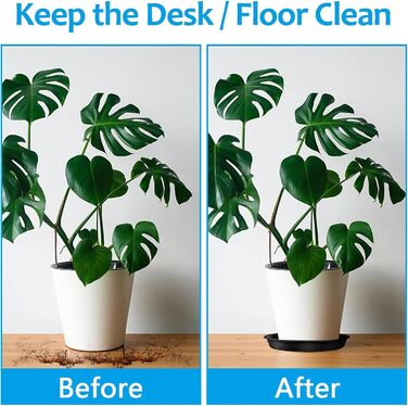 Набір із 5 пластикових блюдець для квіткових горщиків, для кімнатних та вуличних рослин - 36 см x 36 см, чорні