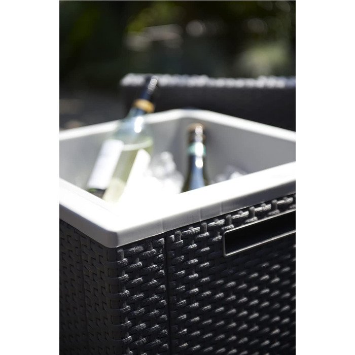 Холодильник / Бічний столик Ice Cube, Імітація ротанга, Пластик, Графіт, 218759