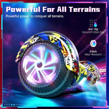 Електричний самобалансуючий ховерборд з шинами 6,5 дюймів, подвійним двигуном, Bluetooth-флеш-колесом зі світлодіодним підсвічуванням. Електричний самокат із самобалансуючими колесами.