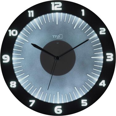 Аналоговий настінний годинник TFA Dostmann Lumoclock з LED-підсвіткою, 60.3553, 9 кольорів, 3D-цифри, радіосинхронізація, 30 см, сірий